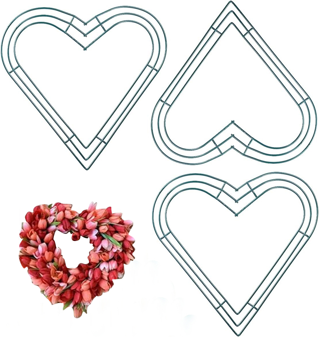 Wreath Form Wire - 3 Pack Premium Metal Heart Form