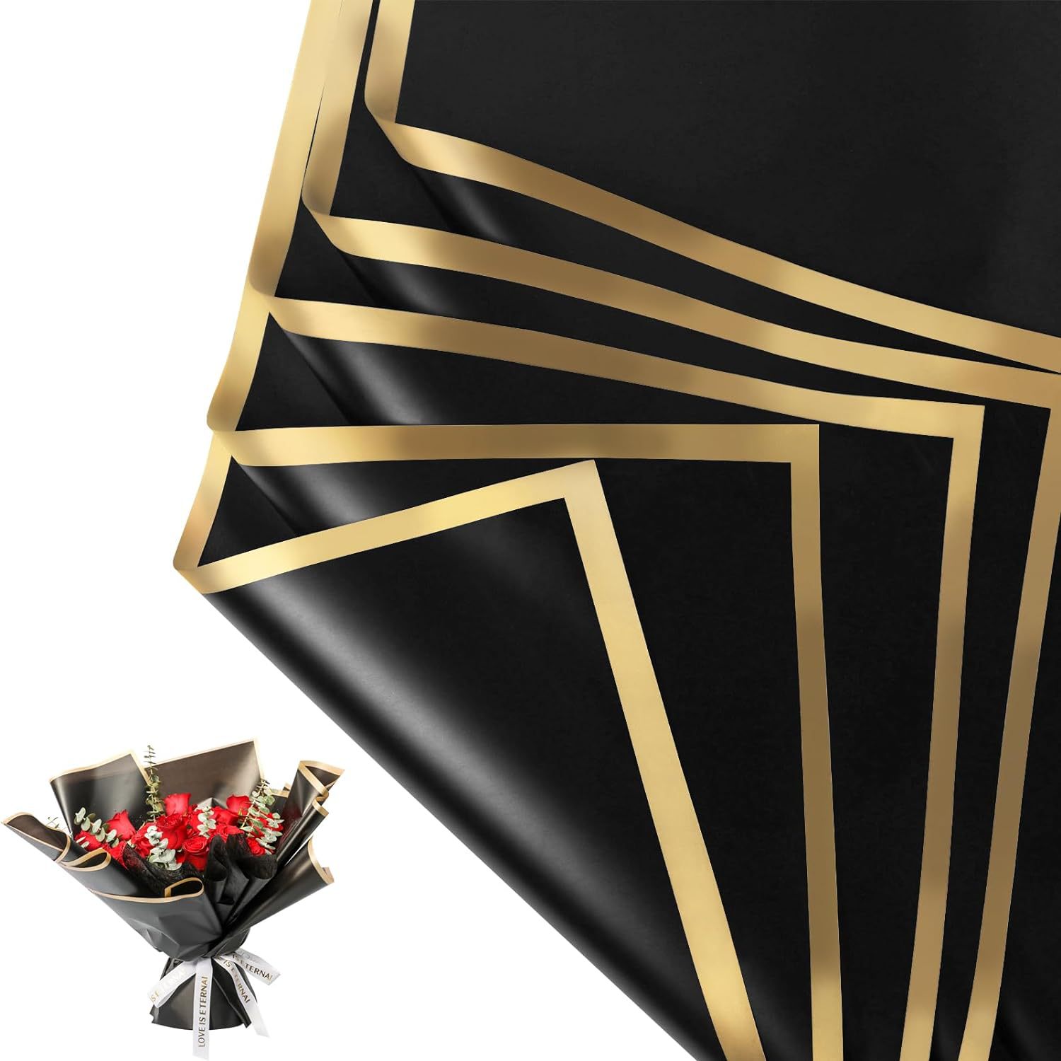 20 Sheets Gold Edge Waterproof - Florist Flower Supply recension och pris